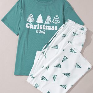 Skobeloff Christmas Tree Print Tee and Pants Lounge Set