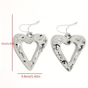 White Valentine Hollowed Heart Shape Earrings