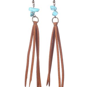 Brown Turquoise Tassel Drop Earrings