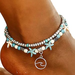 Sky Blue Beach Double Anklet