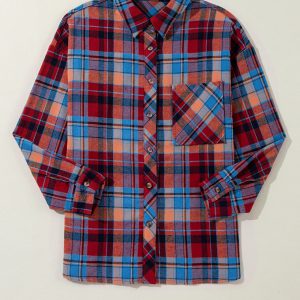 Red Plaid Print Loose Vintage Shirt