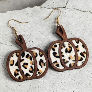 Multicolour Animal Print Pumpkin Shape Drop Earrings