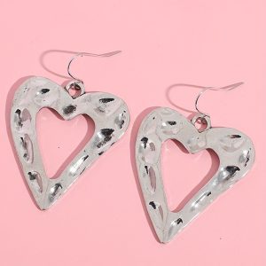 White Valentine Hollowed Heart Shape Earrings