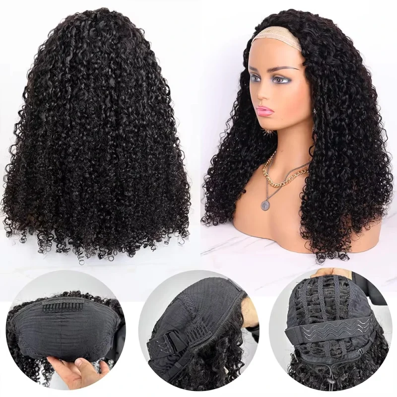 3 IN ONE Half Wigs Human Hair Human Hair Multi Parting Curly Wigs Kinky Curly Full Machine Made Wigs Human Hair Cheap Wigs On Cl 2