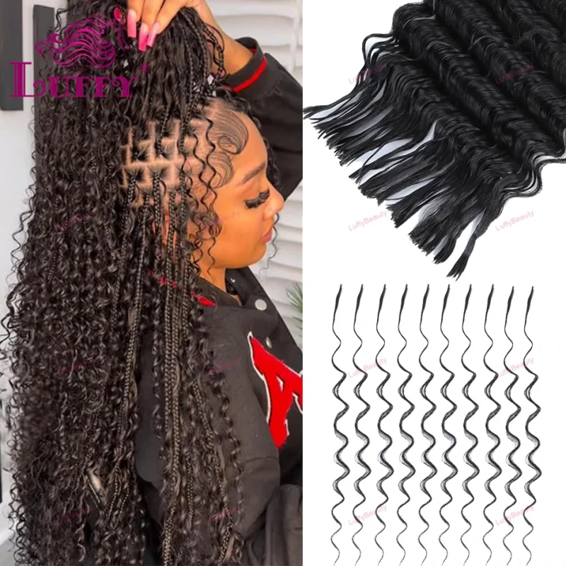 Pre-Divided Deep Wave Bulk Human Hair For Braiding Easy Split Double Drawn Hair Extensions For Boho Braids Curly Human Hair 2