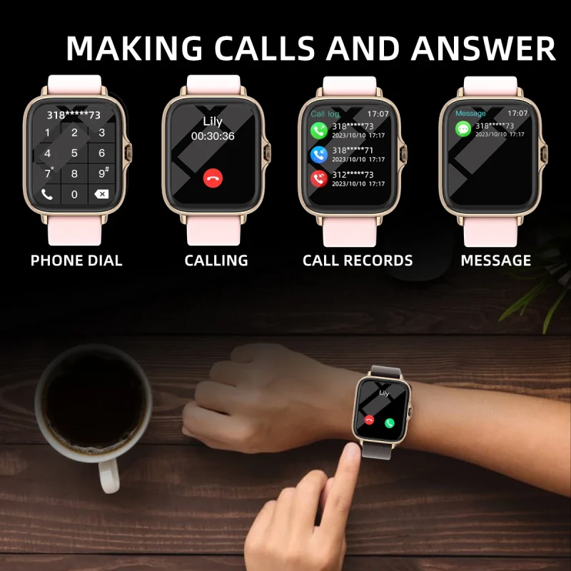 Waterproof Smart Watch with Message Answer Call Sleep Monitoring Sports Pedometer Information Alerts For iPhone Android 4