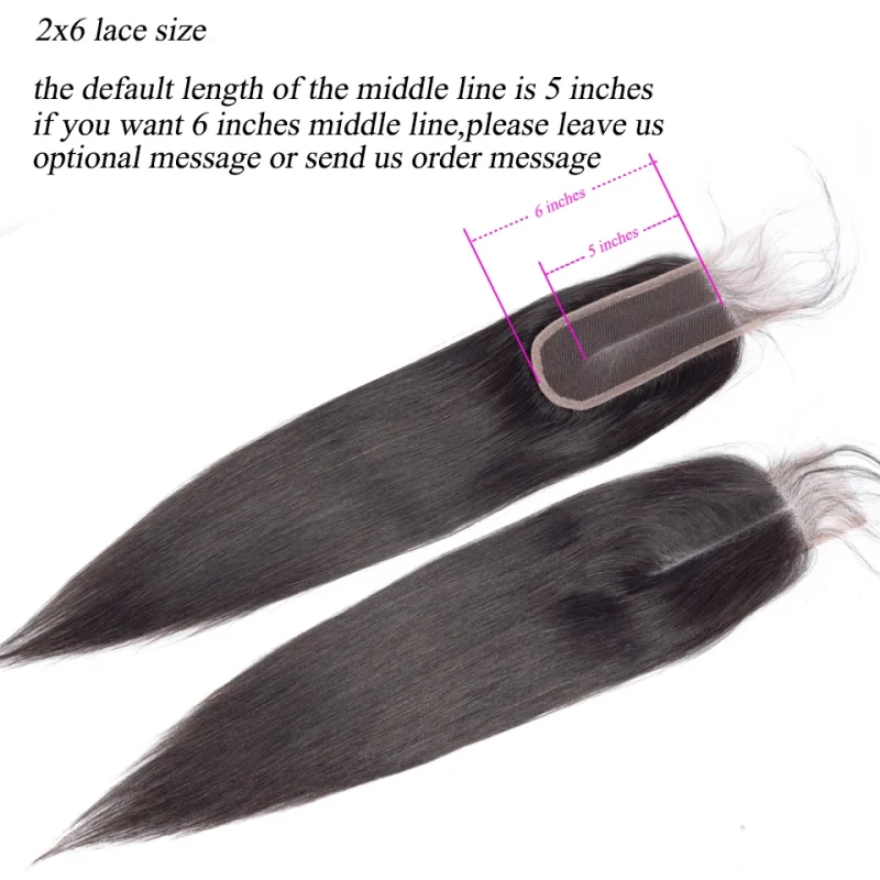Queenlike Straight Human Hair Bundles with 2x6 Deep Middle Part HD Lace Closure 12A Brazilian Raw Hair Bundles with Closures 5