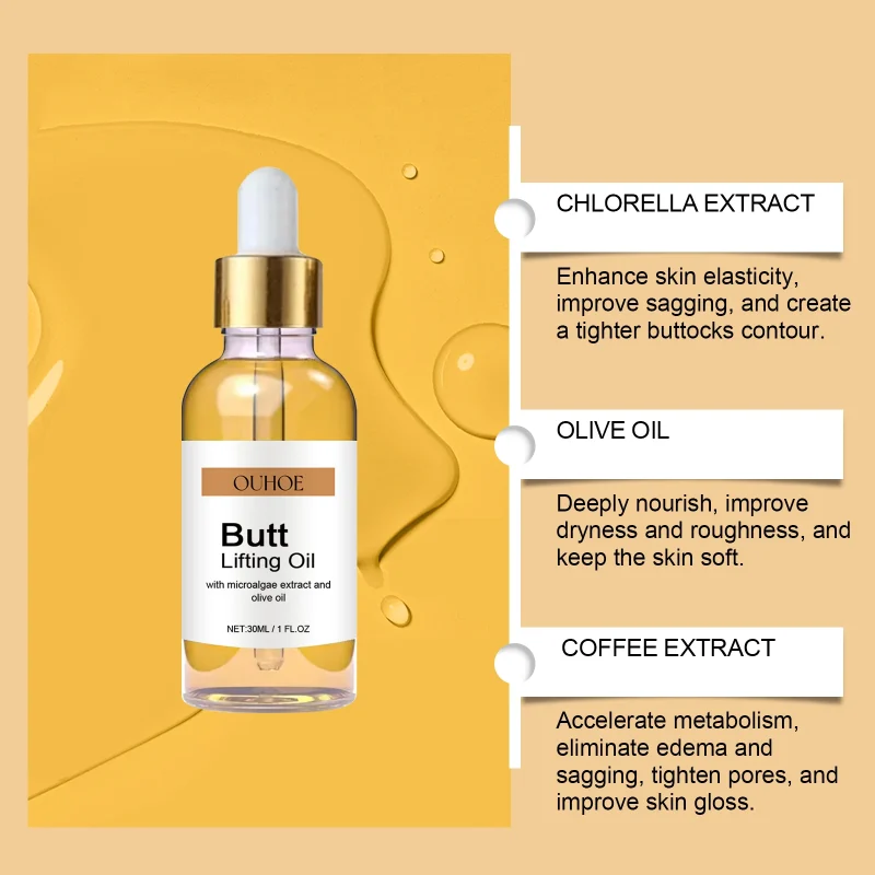 Buttock Enlargement Oil Hip Lifting Growth Firming Nourishing Moisturize Skin Tighten Pores Enhance Elasticity Body Massage Care 6