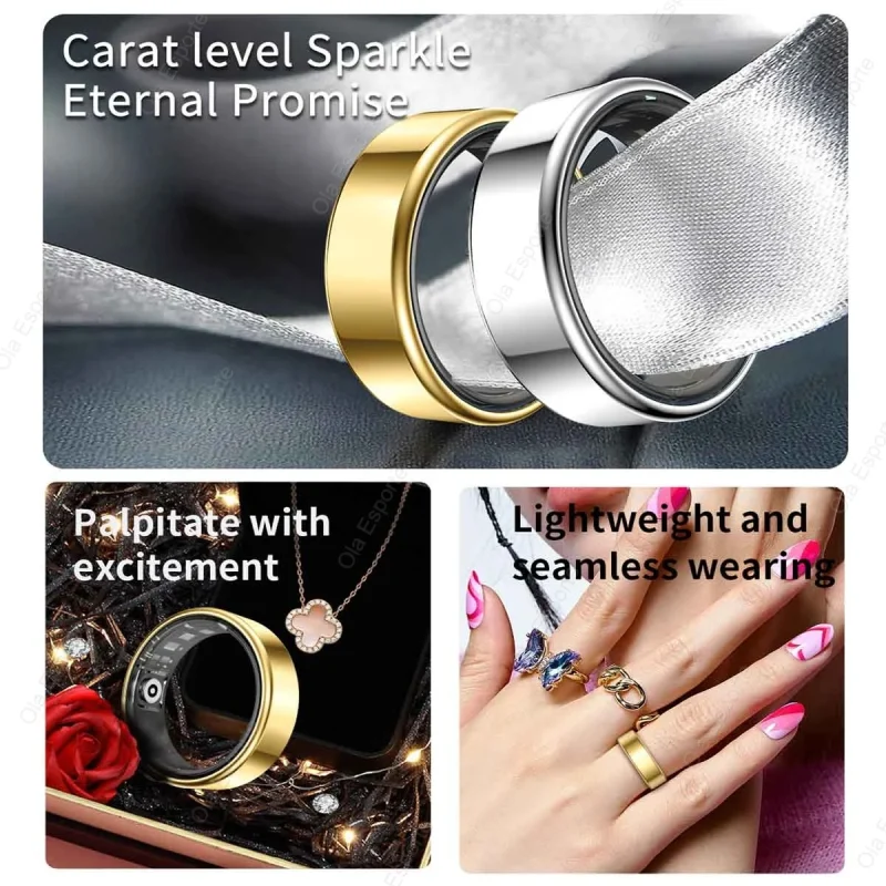 2025 New Smart Ring Men Women, Heart Rate and Blood Oxygen Monitor Smartring IP68 & 5ATM Waterproof, Multi-sport Mode Rings Man 2