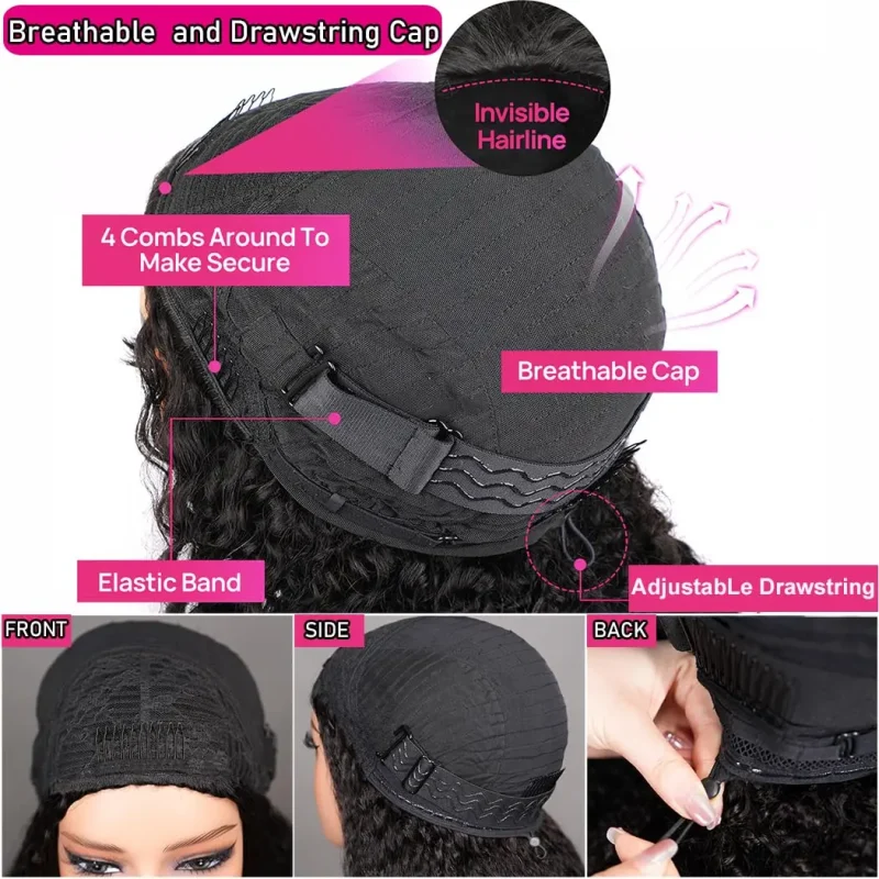 3 IN ONE Half Wigs Human Hair Human Hair Multi Parting Curly Wigs Kinky Curly Full Machine Made Wigs Human Hair Cheap Wigs On Cl 3
