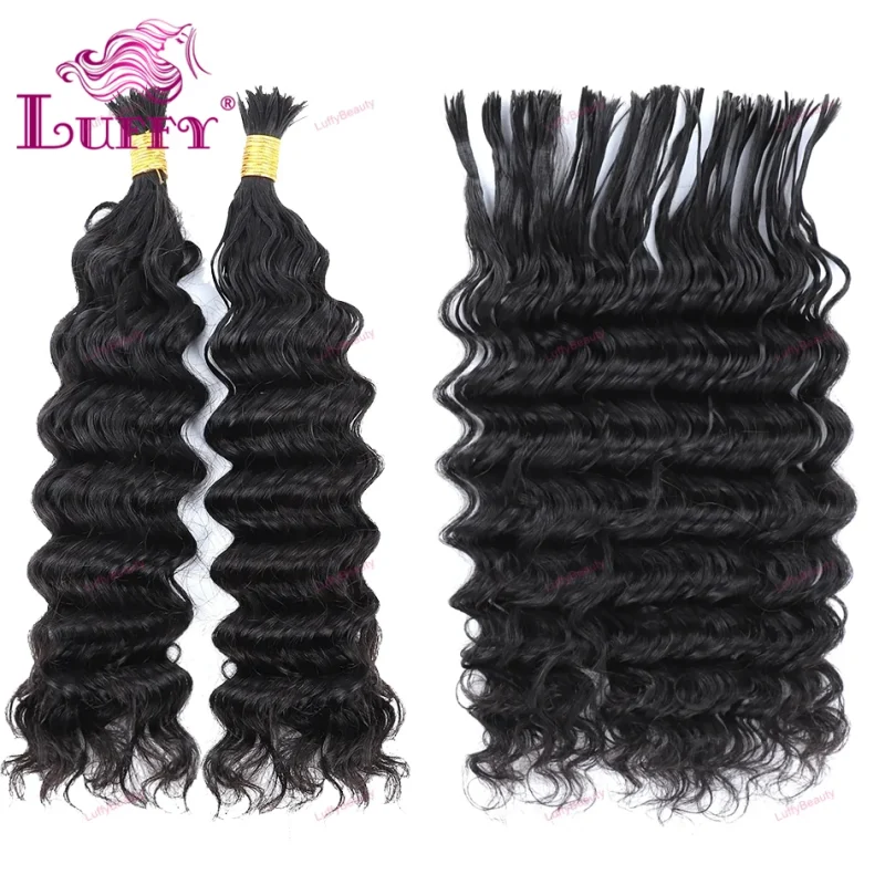 Pre-Divided Deep Wave Bulk Human Hair For Braiding Easy Split Double Drawn Hair Extensions For Boho Braids Curly Human Hair 3
