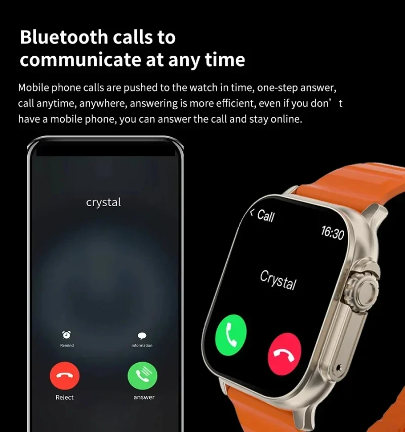 LAXASFIT T900Ultra Smartwatch Bluetooth Talk Smartwatch Message Alert Heart Rate Monitor Sports Watch for Android IOS Men Women 5