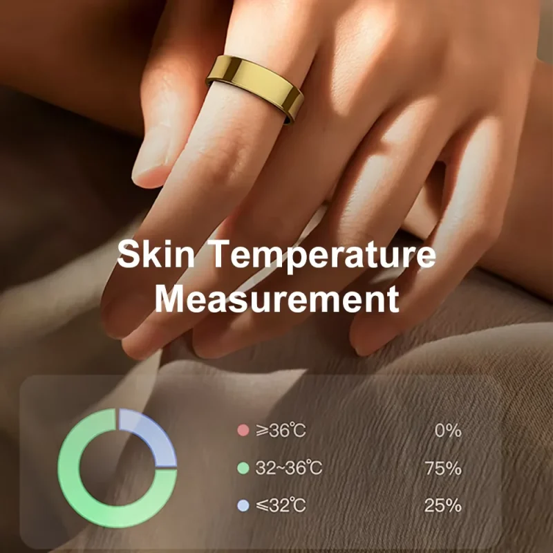 R09 Smart Ring Men Women with Charging Case,Heart Rate Blood Oxygen,Skin Temperature Monitor,5ATM Waterproof For Android iOS 4