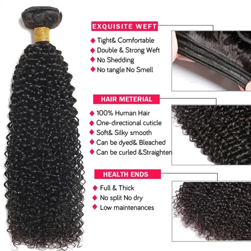 Peruvian Kinky Curly Human Hair Bundles Wholesale 1/3/4 Pieces 5