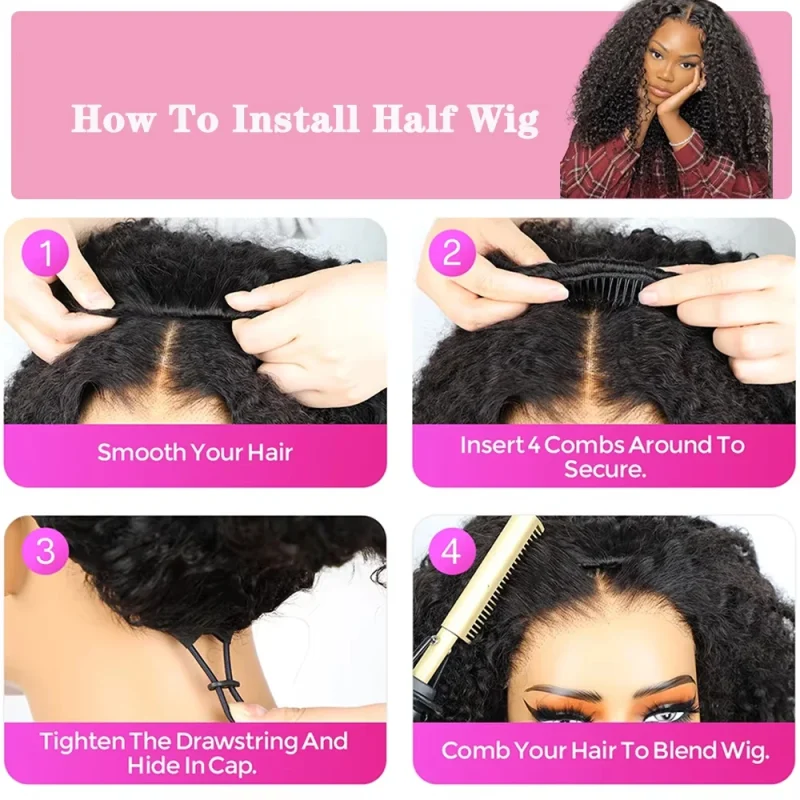 3 IN ONE Half Wigs Human Hair Human Hair Multi Parting Curly Wigs Kinky Curly Full Machine Made Wigs Human Hair Cheap Wigs On Cl 5