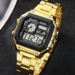 YIKAZE Luxury Stainless Steel Strap Sport Watches Men Military Digital Watches Waterproof Clock LED Men's Sport Wristwatch 1