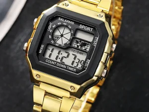 YIKAZE Luxury Stainless Steel Strap Sport Watches Men Military Digital Watches Waterproof Clock LED Men's Sport Wristwatch 1