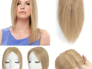 Human Hair Toppers for Women Wigs 12 Inch Real Human Hair Clip in Hair Pieces Silk Base with Free Parting Human Hair Wigs 2
