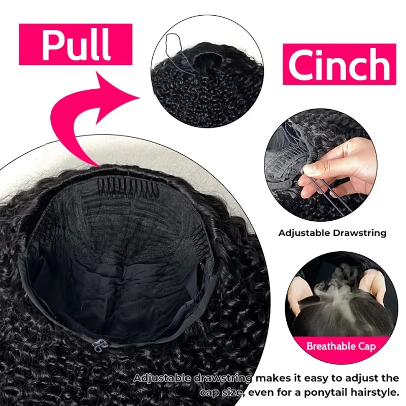 3 IN ONE Half Wigs Human Hair Human Hair Multi Parting Curly Wigs Kinky Curly Full Machine Made Wigs Human Hair Cheap Wigs On Cl 4