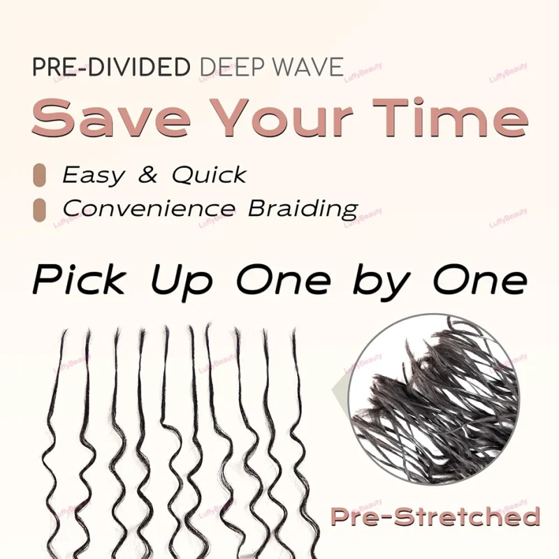 Pre-Divided Deep Wave Bulk Human Hair For Braiding Easy Split Double Drawn Hair Extensions For Boho Braids Curly Human Hair 4