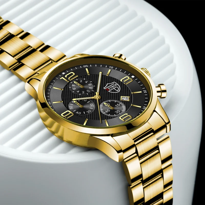 reloj hombre Luxury Business Men Watchs Stainless Steel Quartz WristWatch Male Leather Calendar Luminous Clock relogio masculino 4