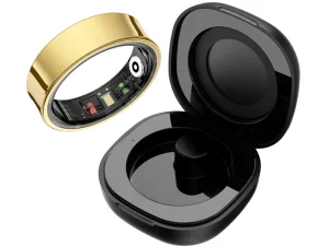 R09 Smart Ring Men Women with Charging Case,Heart Rate Blood Oxygen,Skin Temperature Monitor,5ATM Waterproof For Android iOS 1