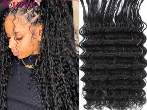 Pre-Divided Deep Wave Bulk Human Hair For Braiding Easy Split Double Drawn Hair Extensions For Boho Braids Curly Human Hair 1