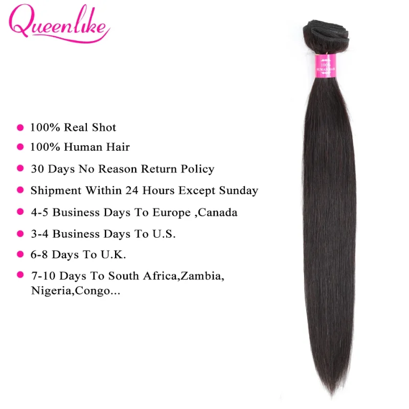 Queenlike Straight Human Hair Bundles with 2x6 Deep Middle Part HD Lace Closure 12A Brazilian Raw Hair Bundles with Closures 4