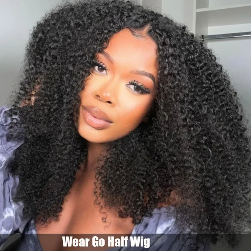 3 IN ONE Half Wigs Human Hair Human Hair Multi Parting Curly Wigs Kinky Curly Wigs Human Hair Cheap Wigs On Clearance Sale 2