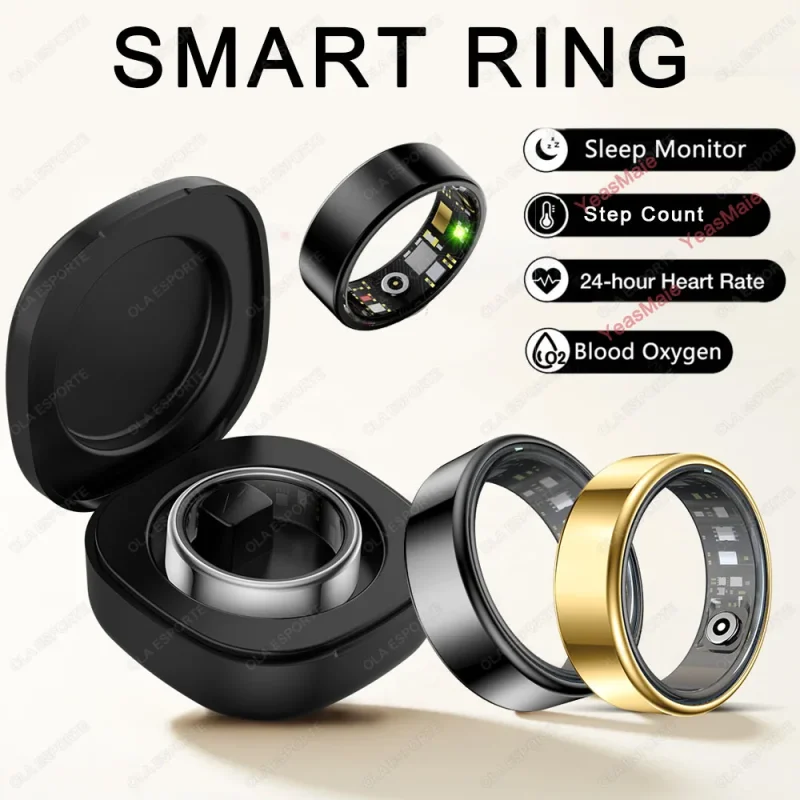 2025 New Smart Ring Men Women, Heart Rate and Blood Oxygen Monitor Smartring IP68 & 5ATM Waterproof, Multi-sport Mode Rings Man 1