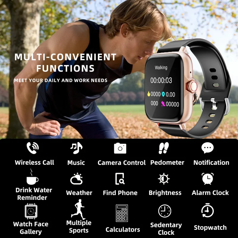 Waterproof Smart Watch with Message Answer Call Sleep Monitoring Sports Pedometer Information Alerts For iPhone Android 2