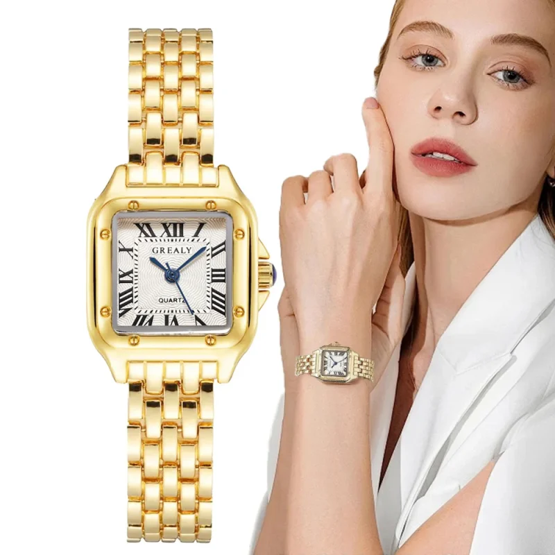 Women Watch Light Luxury Brand Business Gold Stainless Steel Ladies Fashion Quartz Watches Female Clock Bracelet Wristwatch 2