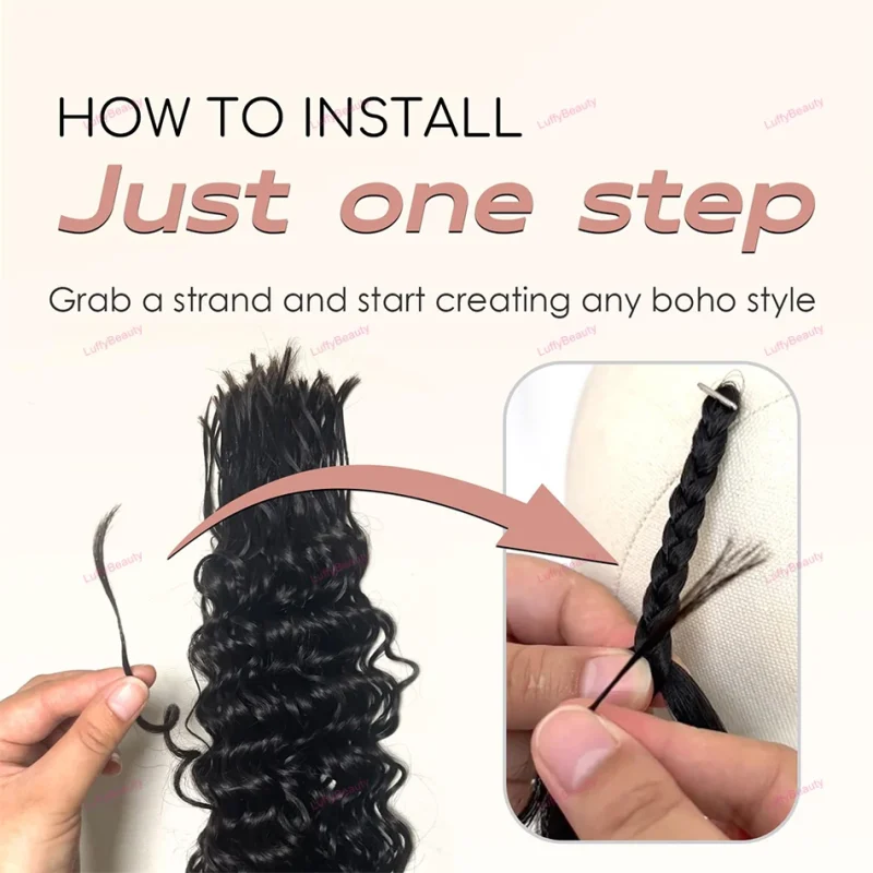 Pre-Divided Deep Wave Bulk Human Hair For Braiding Easy Split Double Drawn Hair Extensions For Boho Braids Curly Human Hair 5