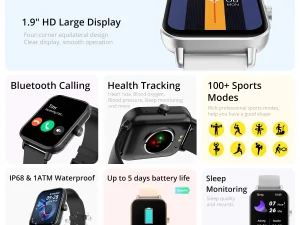 COLMI P81 Voice Calling Smart Watch Ultra 1.9 inch Screen 24H Health Monitor 100+ Sports Modes, Bluetooth Smartwatch Men Women 2