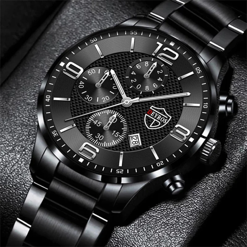 reloj hombre Luxury Business Men Watchs Stainless Steel Quartz WristWatch Male Leather Calendar Luminous Clock relogio masculino 1