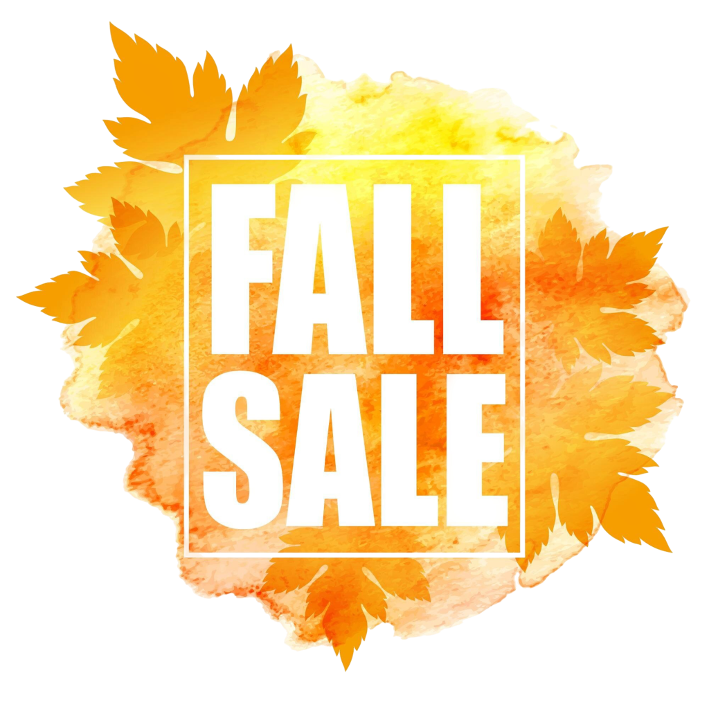 fall sale banner with colorful watercolor leaves