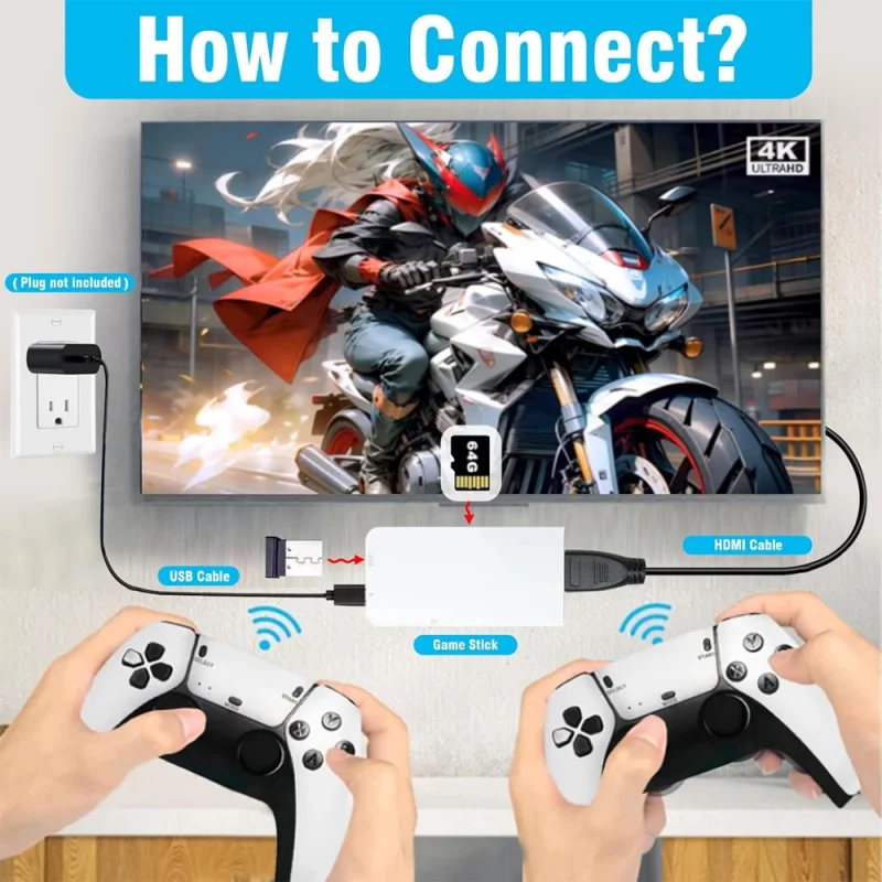 M15 4K Game Stick TV Video Game Console 64G Built-in 20000 Games Retro Handheld Game Player With Wireless Gamepad Controller - Image 2