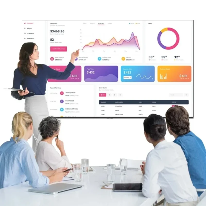 Electronic Whiteboard Dual System Teaching Touch Screen Training Interactive Whiteboard 55 65 75 85 110 Customizable - Image 2