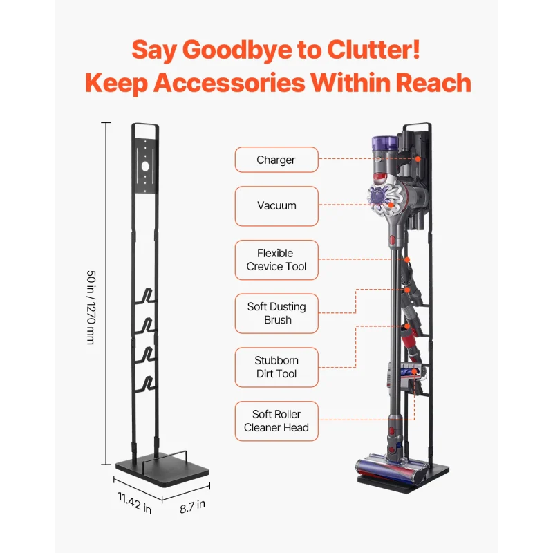 SucceBuy Vacuum Stand Compatible With Dyson Stable Holder with 4 Hooks for Dyson DC30/31/34/35/58/59/62/74 Cordless Upright - Image 4