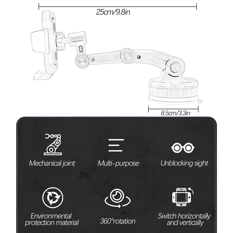 360 Rotation Universal Cell Phone Holder Stand Windscreen Windshield Dashboard Mount Mobile GPS Bracket Support Car Trunk Pickup - Image 4